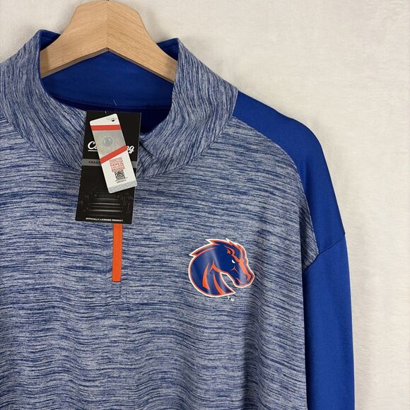 Boise State Broncos Quarter Zip Long Sleeve Pullover Shirt Size 2XL Blue NWT - Picture 2 of 6